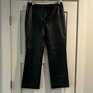 LOFT Black Leather Slacks Dress pants